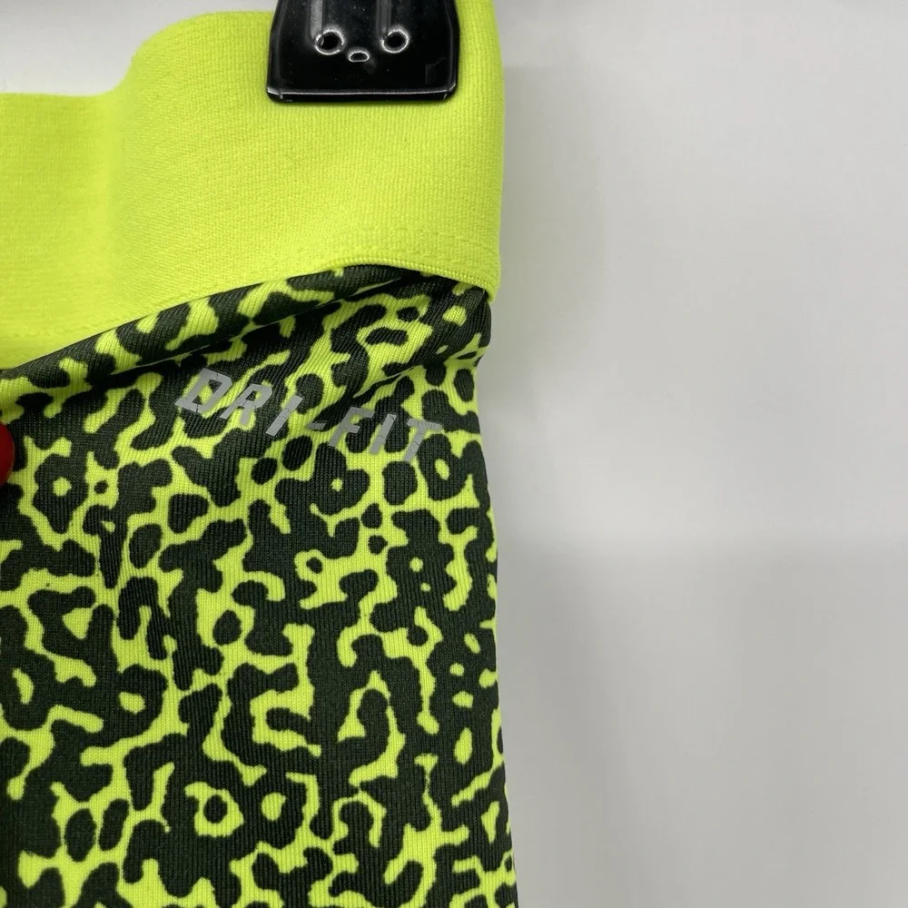 Nike M Pro Shorts Womens Neon Yellow Black‎ Leopard Print Dri-FIT Athletic 3 in